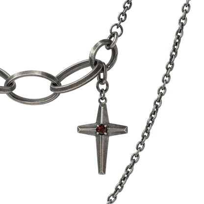 Combined Chains Necklace with Cross [CH026-00PA]