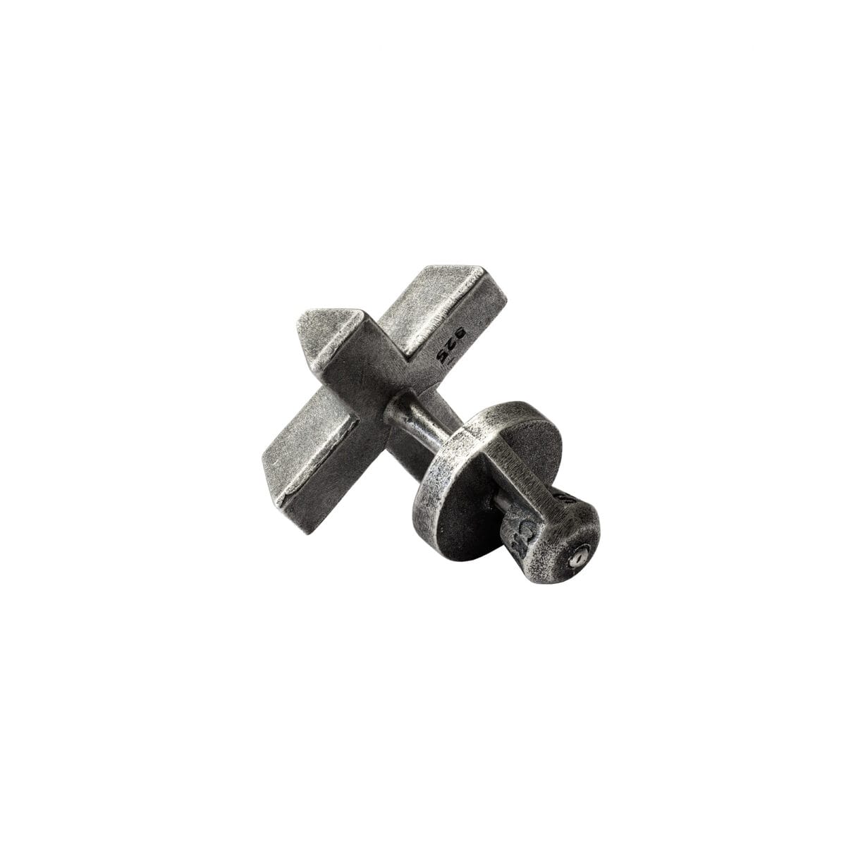 Faceted Cross Earring Back View