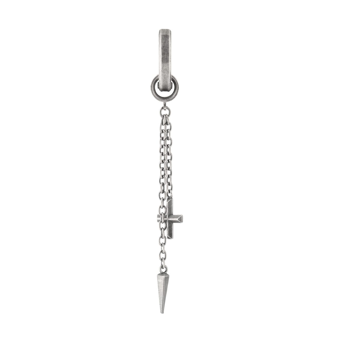 Hoop earring with chain cross and spike Pendant - Model No. ER030 - Image 3