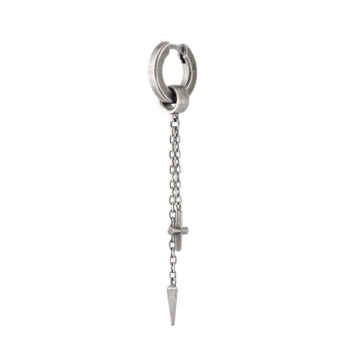 Hoop earring with chain cross and spike Pendant - Model No. ER030