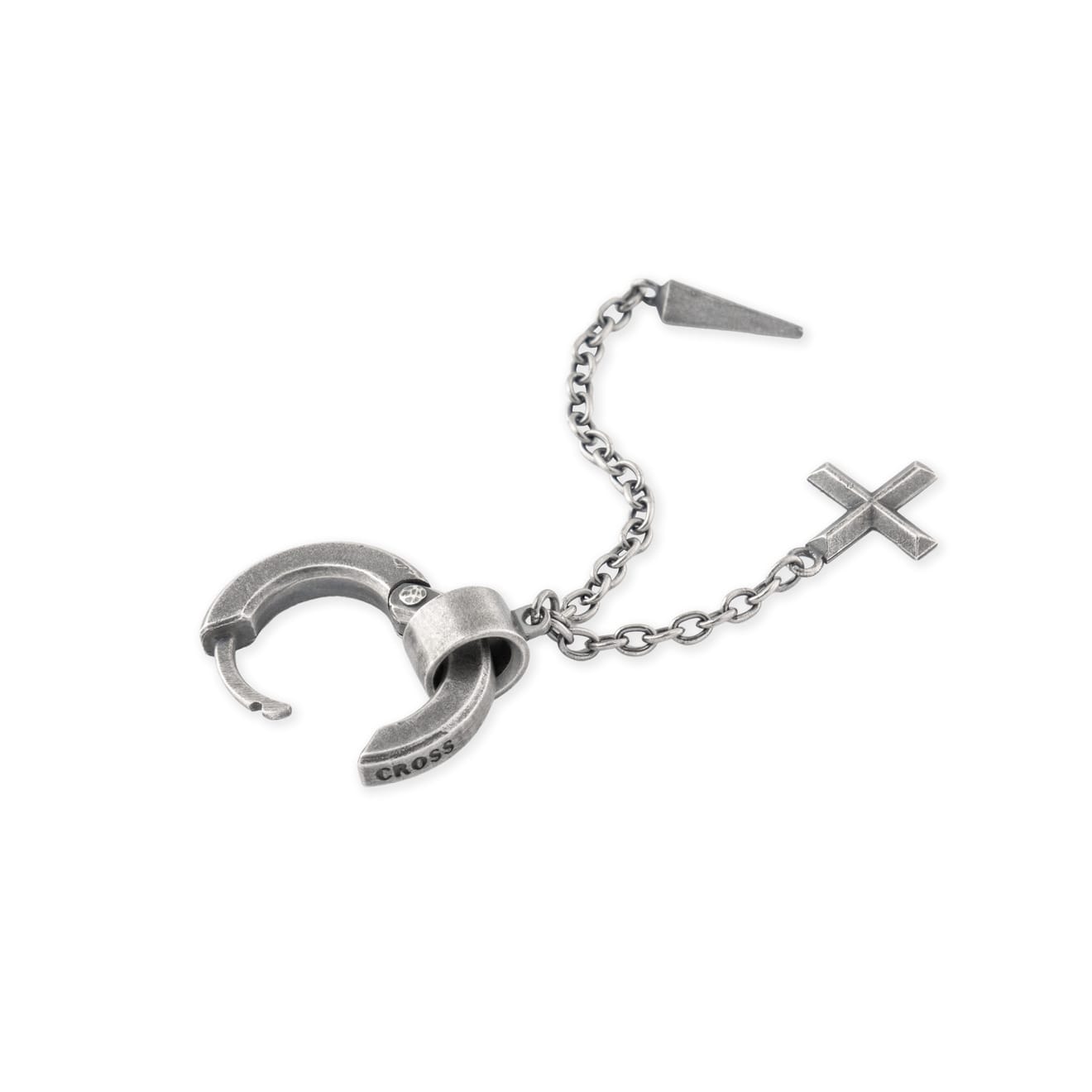 Hoop earring with chain cross and spike Pendant - Model No. ER030 - Image 2
